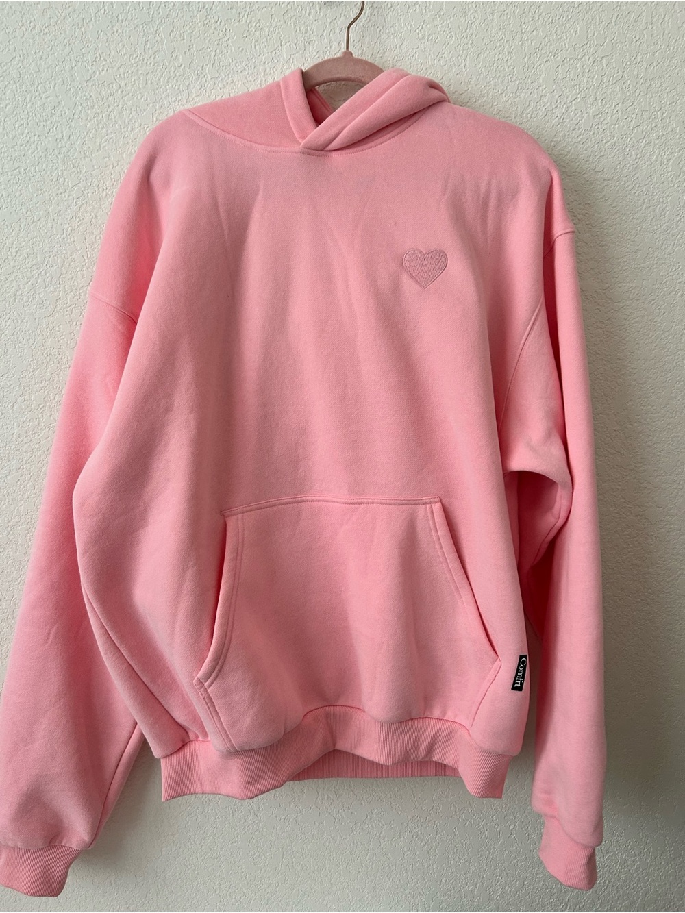 Comfrt Pink Heart Embroidered Hoodie Sweater - Valentine’s Day line